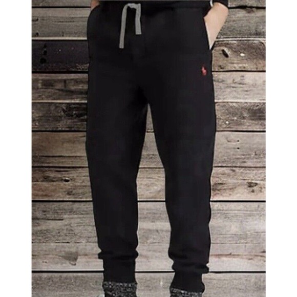 Polo Ralph Lauren Black Cotton Fleece Joggers Sweatpants Mens 2XL NEW - Picture 1 of 13